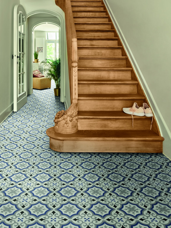 Blue Vinyl Flooring Tapi Blue Vinyl Flooring Tapi, Patterned Lino Flooring
