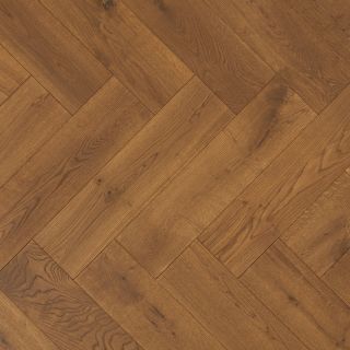 Heartwood Oak Herringbone Brandy Brushed and Matt Lacquered