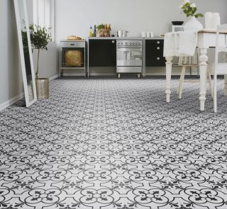 Palace Victorian Tile Effect Cushion Vinyl Flooring - Buckingham