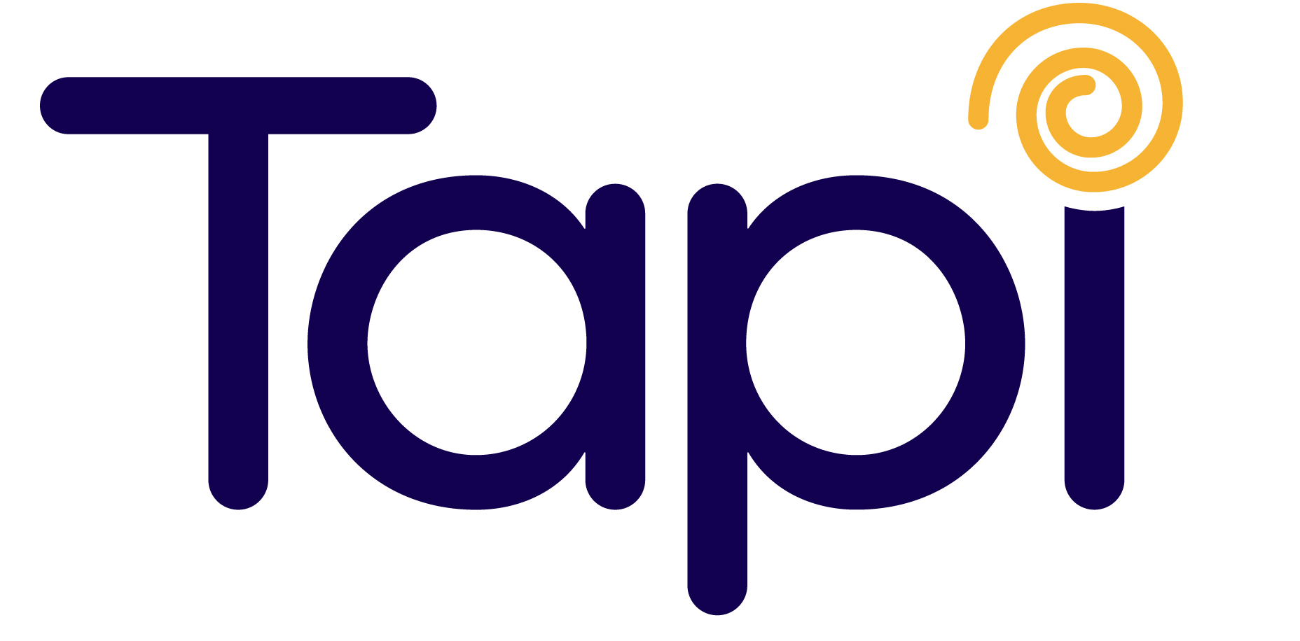 Tapi logo with aubergine text on white background
