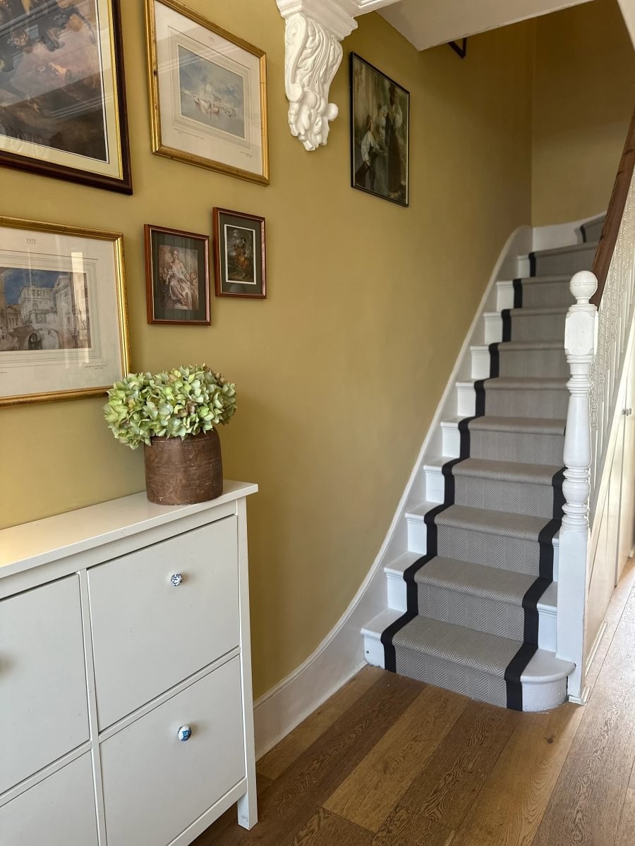 John Lewis Flatweave in Sand Chevron Beige Stairs