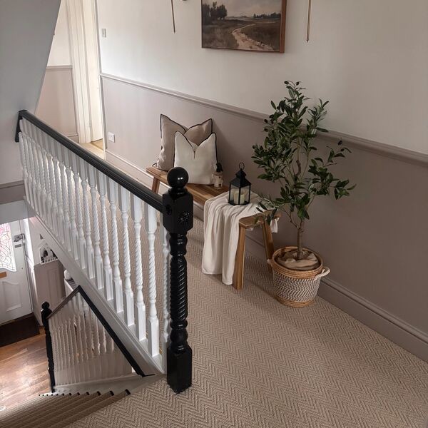 Carpetright Vulcan - Suede Herringbone Beige Stairs / Hallway